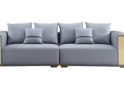Luxus Sofa 4 Sitzer Polstersofa Blau Textil Sitz Design Couch Modern Neu